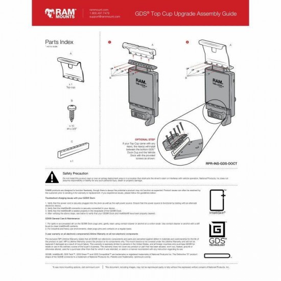 RAM GDS Top Cup for Vehicle Dock - Samsung Galaxy Tab A 8.0 (2017)