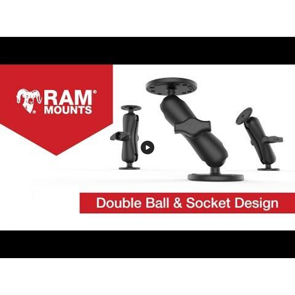 RAM Double Socket Arm with Round Base - B Series 1" Ball - Medium length