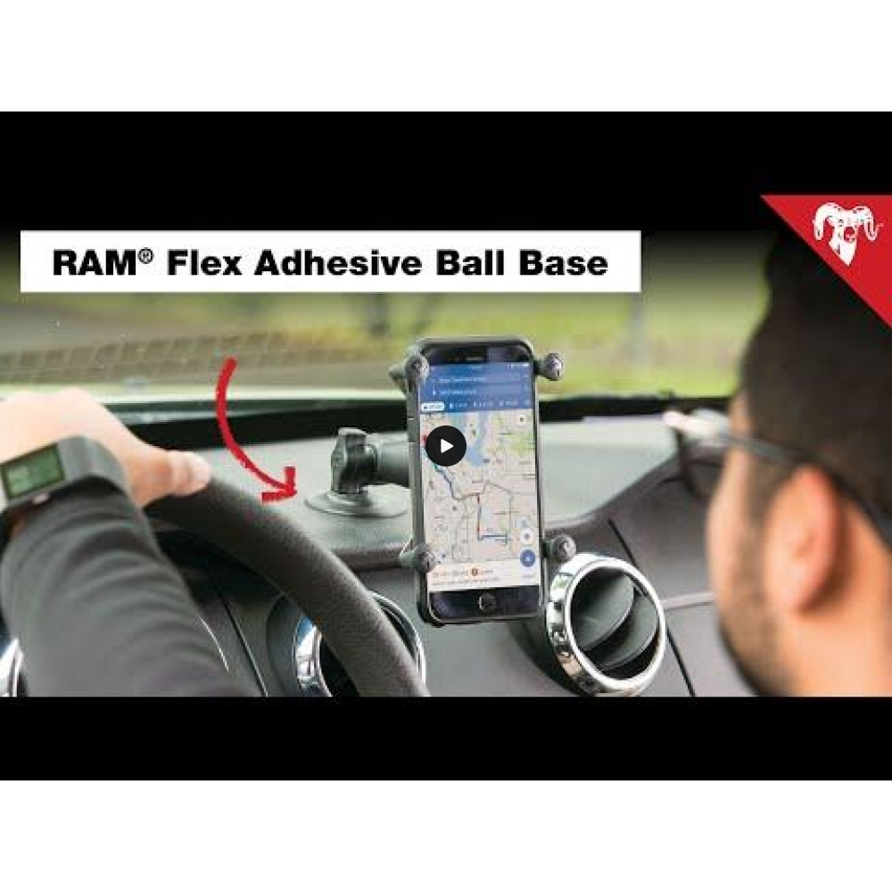 RAM Adhesive Base - Flexible with 1" Ball with Short Arm and Diamond Plate