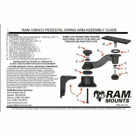 RAM Marine Swing Arm for Horizontal / Vertical Mounts - 152mm Curved