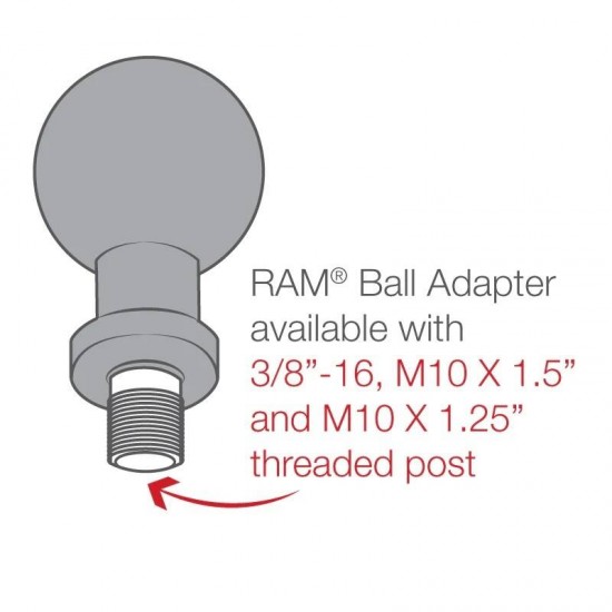 RAM Ball - B Series 1" - with 3/8"-16 Threaded Post