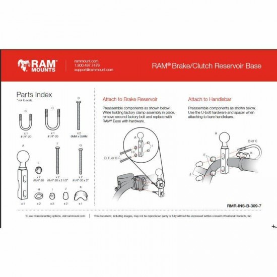 RAM Motorcycle Brake/Clutch Clamp / U-Bolt Mount with Round Base