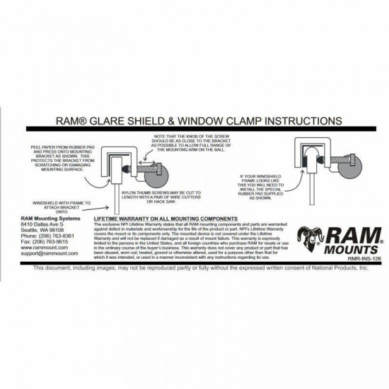 RAM EZ-Roll'r cradle for iPad Mini 1-3 with Glareshield Clamp