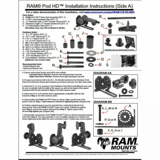 RAM Pod HD - A Universal No-Drill Vehicle Mount for RHD vehicles