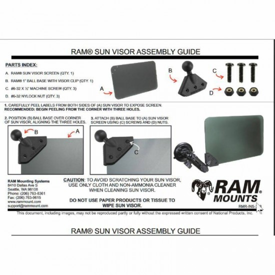 RAM Sun Visor with 1" Ball: Dark Green 50% Tint