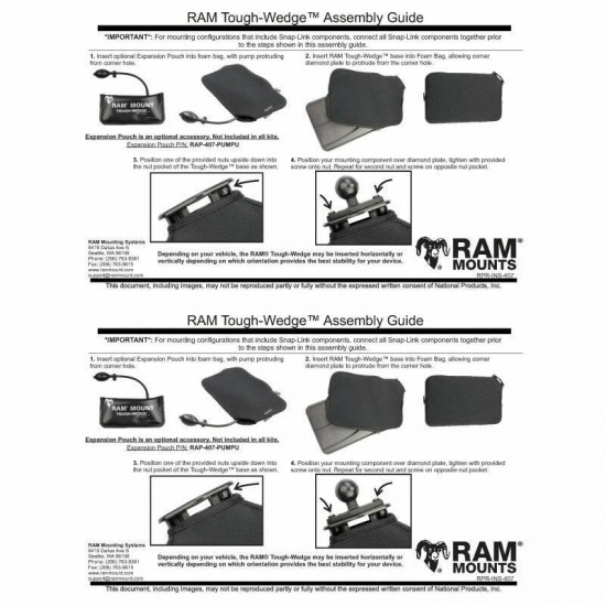 RAM X-Grip Universal Cradle for 7"- 8" Tablets with Tough-Wedge & Long Arm