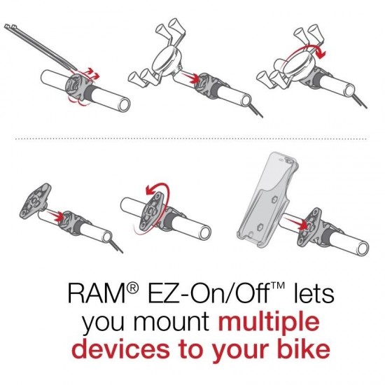RAM EZ-ON/OFF Bicycle Mount with Dual Strap Base